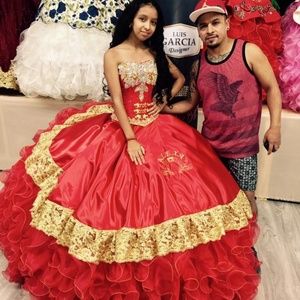 Quince puffy red dress